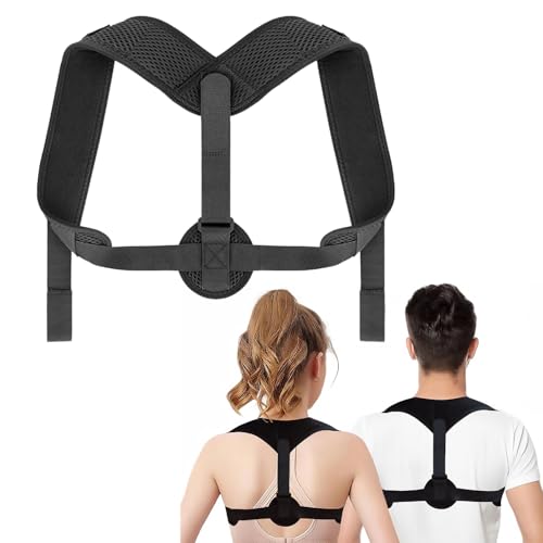 lrgnixs 2 supporti per la schiena per uomo e donna – Supporto dritto regolabile contro il dorso rotondo, taglia universale nero – correttore posture per ufficio, vita quotidiana e sport