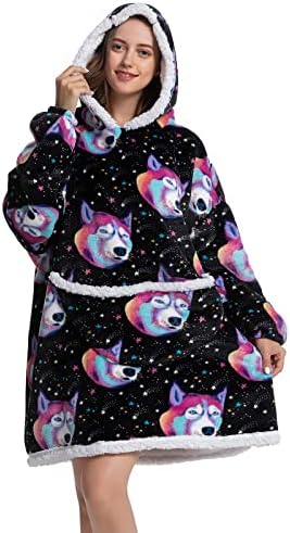 JOREAY Oversized Blanket Hoodie for Women Men, Snuggle Fleece Wearable Blanket, Sherpa Fluffy Giant Hooded Sweatshirt for Adults Teens