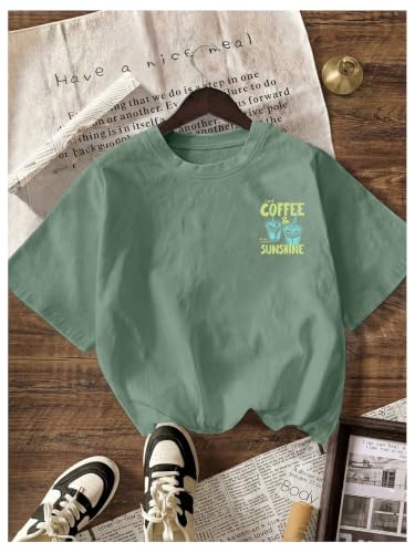 Image of RoseSeek Women's Graphic Letter Tee Crew Neck Drop Shoulder Trendy Summer T Shirt Short Sleeve Vintage Car Print Top
