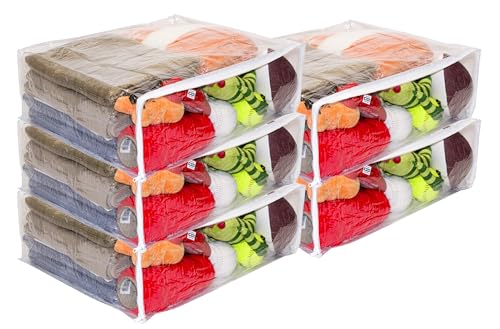 Set of 5 Clear Vinyl Zippered Storage Bags 22 x 18 x 7.5 Inch