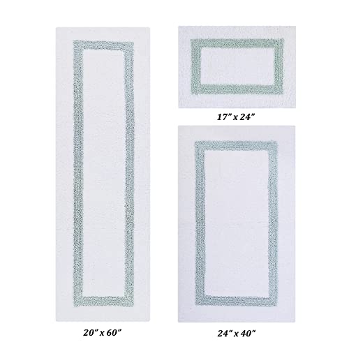 Better Trends 100% Cotton Hotel Collection Bath Mats Set, White & Blue Mats - Tufted, Reversible & Absorbent & Machine Washable 3 Piece Bathroom Rug Set, Runner for Tub, Shower, and Bath Room by Better Trends - Used condition - US$77.86