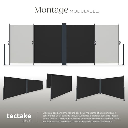 Claustra rétractable double noir en polyester enduit et structure robuste - 5