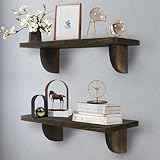 CQKEDMA Floating Shelf, 15.5 Inch Floating Shelves for Wall Set of 2, Rustic Wood Wall Mounted Vintage Decorative Shelves for Living Room, Bedroom, Bathroom, Kitchen, Home Decor, Dark Carbonized Black