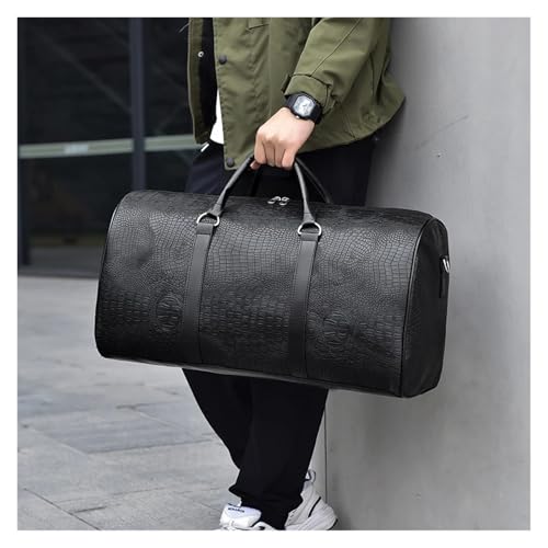 Business Flight Luggage Travel Duffle Bag for Men PU Leather Waterproof Large Capacity Carrying Garment Bag(Deep Brown)2