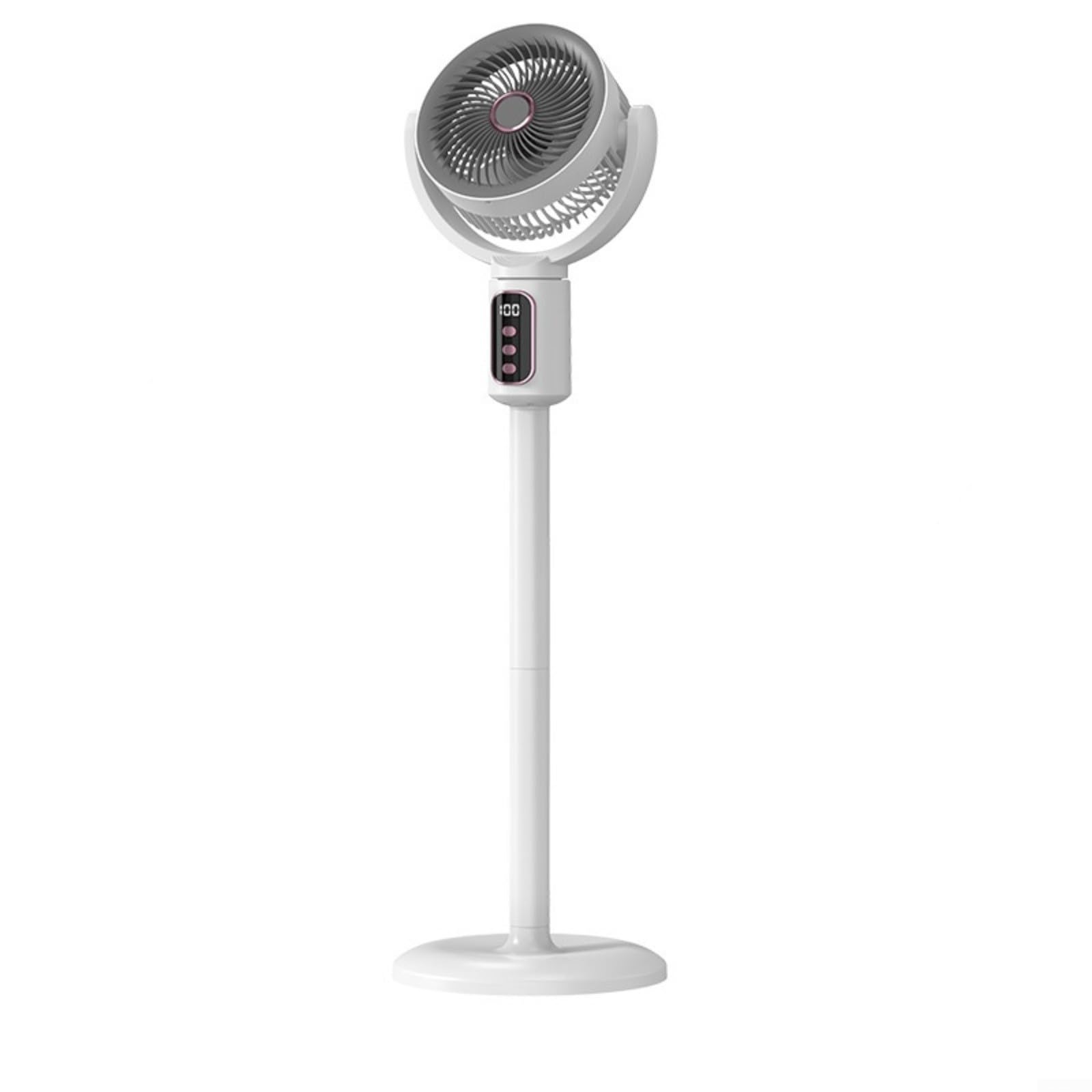 1 Packung USB wiederaufladbarer luftzirkulierender Bodenventilator mit Fernbedienung, leiser bürstenloser Motor, 90° vertikale Oszillation für Zuhause, Büro, Schlafzimmer, weißer Kunststoff