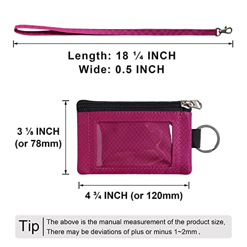 Image of CHENSPRX Minimalist RFID Blocking Small Wallet with ID Window,WaterResistant Zip Id Case Wallet with Lanyard Keychain for Cards,Cash,Travel,Women,Men
