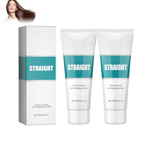 Wootapson Hair 2 PC Protein Correcting HairStraightening Cream, Crème Lissante Aux Protéines, Lissage Longue Durée, Lisse Les Cheveux Rebelles, Pour Les Cheveux Bouclés, Secs, Crépus