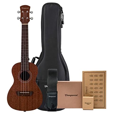 Orangewood Milo Concert Mahogany with Aquila Strings, Premium Padded Gig Bag, and Accessory Kit featuring a Strap, Tuner, and Chord Chart Included Cover