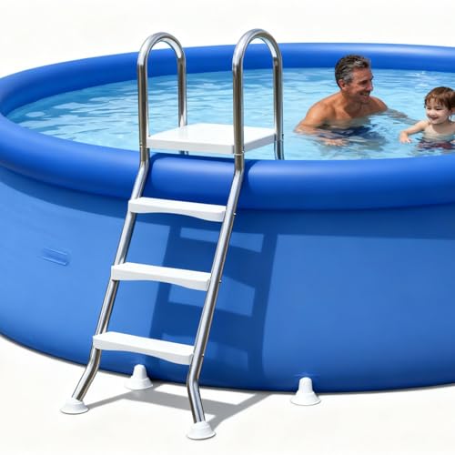 Escalera para piscina con 3 peldaños y estructura doble cara de acero 304 miniatura 2