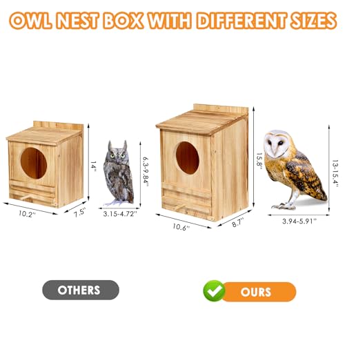 Large Barn Owl House,Owl Nesting Box For Outside,Wooden Nest House,Large Handmade Bird Houses For Outside,Suitable For Wildlife Barn,Eastern Screech,Great Horned,Easy Assembly Required(10.6*8.7*15) - Thumbnail 5