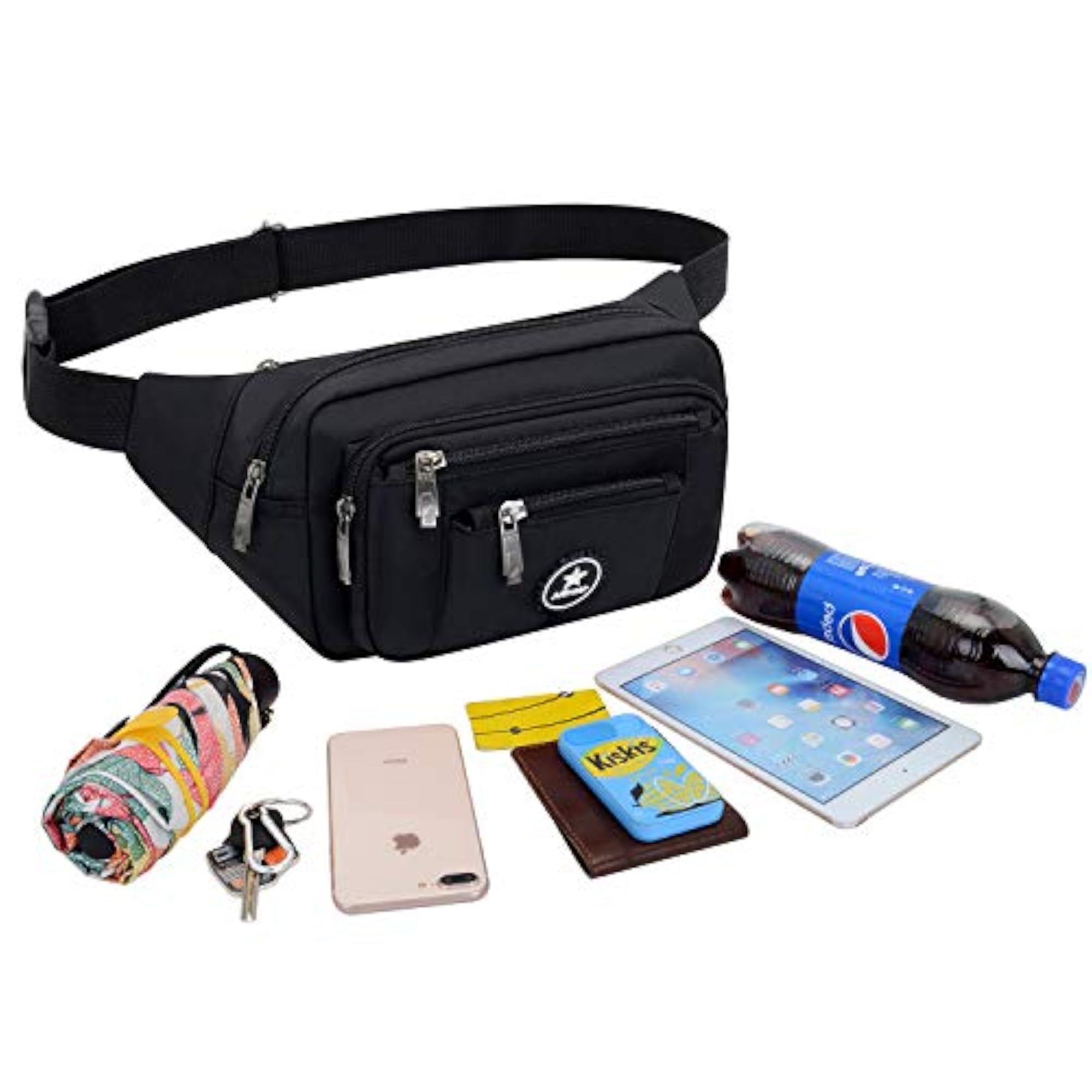 Waterproof Bumbag Fanny Pack for Sport Hiking, Black