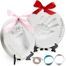 Little Hippo Baby Ornament Keepsake Kit Newborn Bundle - 2 Easels, 4 Ribbons & Letters! Handprint and Footprint Clay Casting Kit for Baby Shower Gifts, Boys & Girls