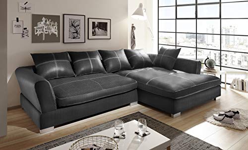 Big Sofa Ecksofa Webstoff Ausrichtungen (Grau/Anthrazit, Rechts)