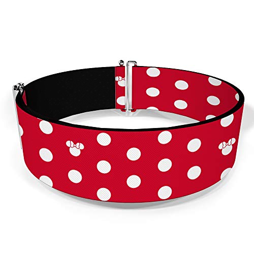 Buckle-Down Disney Belt, Cinch Belt Minnie Mouse Polka Dot Mini Silhouette Red White, 3.0 Inch Wide, Adjustable2