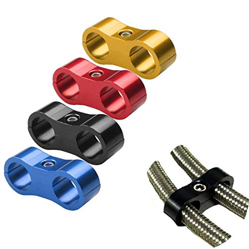 4 Pack Hose Separator Clamp - Fuel line Mounting Clamps,Aluminum Hose Fitting Adapter, Great for 3/8 Fuel Hose, Oil Line, Brake Line, Water Pipe and Gas Line (8AN)
