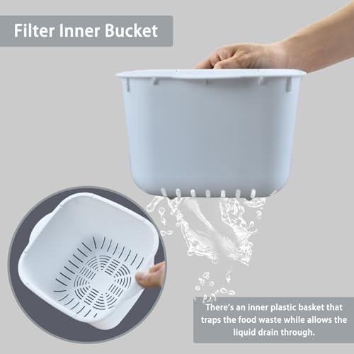 Contenedor de abono de cocina blanco de 4 litros con asas dobles 4