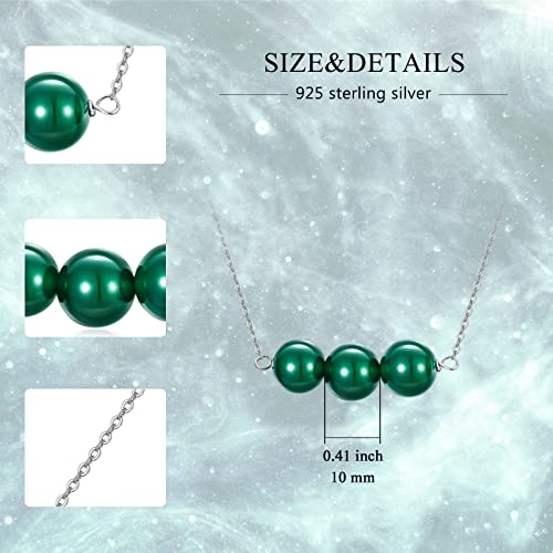 Platyco Green Agate Beads Necklace 925 Sterling Silver Natural Agate Necklace Inspirational Healing Green Agate Pendant Necklace Gift For Women #TOP5