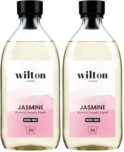 Image of Wilton London Eco Friendly Jasmine Laundry Liquid 30 Washes - Non-Bio - Plant-based & Biodegradable Laundry Detergent - Packed with Essential Oils - Made in UK - 1 Litre (Pack of 2)