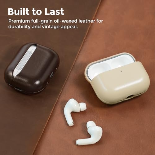 Image of for AirPods Pro 3 Case 2025, Handcrafted 100% Geniune Leather Cover | Vintage Oil-Waxed Leather Protective Case with Lanyard, Silky Smooth Touch, Wireless Charging, for Apple AirPods Pro 3rd Gen
