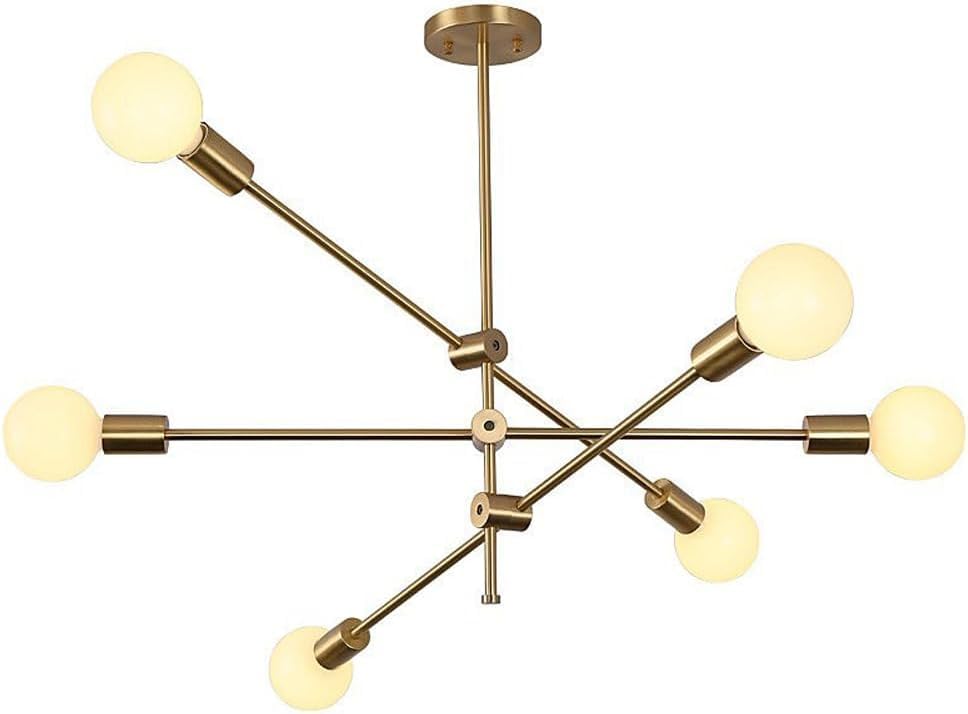 Lustre E27 scandinave à 6 douilles pour un éclairage géométrique optimal