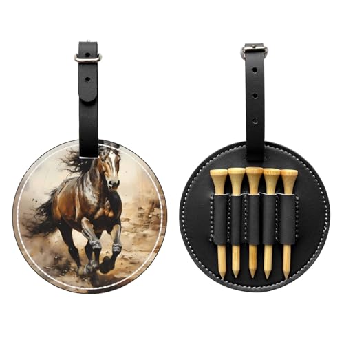 Western Horse Black Printed golf tee storage bag - portable design, easy to organize tee
