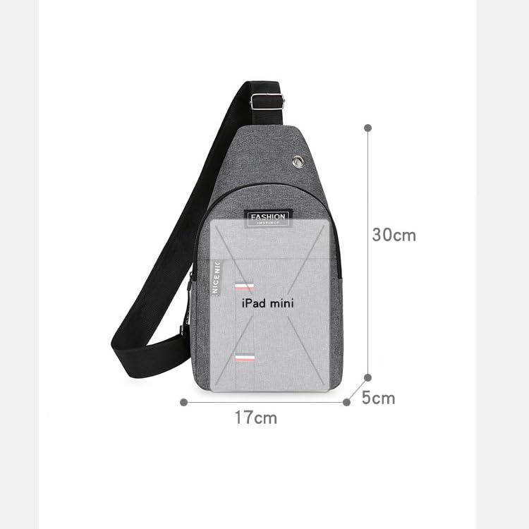 Mochila pequeña crossbody casual impermeable gris miniatura 5