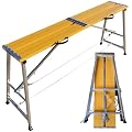 Portable Scaffolding Platform, Aluminum Alloy Panel, Work Platform Adjustable Height, Folding Step Ladder Drywall Painting Stoo, 800 Pound Capacity,? 60 inch