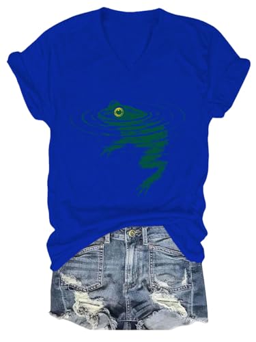 Image of Frog Swimming T-Shirt - Cozy Vintage Swimming Frog Shirt for Women Men