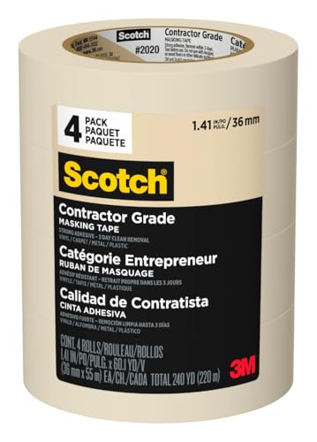 Scotch Contractor Grade Masking Tape, Tan, Tape for...