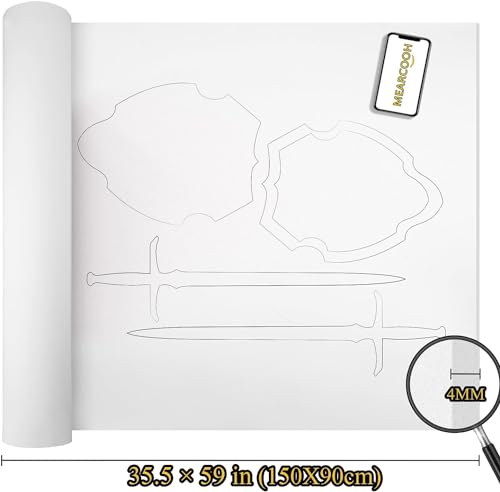 Image of MEARCOOH 2-Pack Large EVA Foam Sheets, White 4mm EVA Foam Roll (1mm to 6mm), 35.5 inch x 59 inch Sheet Premium High Density 86 kg /m3 for Cosplay, Crafts Projects (2PCS White 4mm)