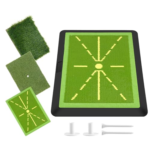 3-In-1 Golf Mat, Replaceable Golf Practice Mat for Swing Training,Golf Hitting Mat with Non-slip Rubber Base, Golf Training Aid Indoor/Outdoor