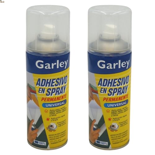 BricoLoco.com Spray adhesivo permanente Pack 2x400 ml. Pegamento universal en spray para tela, tapicería, textil, papel, cartón, manualidades, madera, corcho, metal, plástico y otros (2)