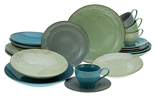 CreaTable, 19924, Serie Nature Collection, 20-teiliges Geschirrset, Kombiservice aus Steinzeug, spülmaschinen- und mikrowellengeeignet, Qualitätsproduktion