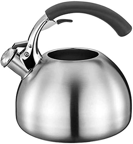 Hervidor de Agua para Estufa, hervidor de Acero Ligero con silbido, hervidor de Acero Inoxidable para Acampar con asa para Todas Las Estufas, para Acampar en casa