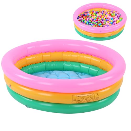Inflatable Swimming Pool, Round Shape Mini Blow up Pools Bright Color Bathing Tub Soft Basin Pool for Indoor Outdoor Bathroom (L)