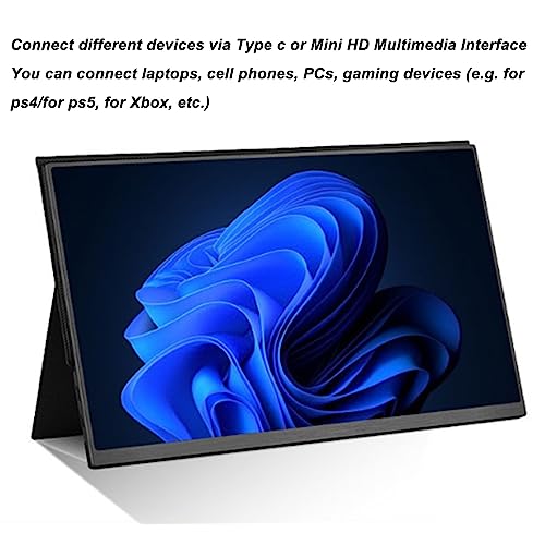 Cuifati Tragbarer Monitor, 15,6 Zoll FHD 1920 X 1080 HDR-Display, Integrierte Dual-Lautsprecher, Typ-C-HDMI-Anschluss, Magnetischer Gehäuseständer, Externer Monitor für (EU-Stecker) – Bild 3
