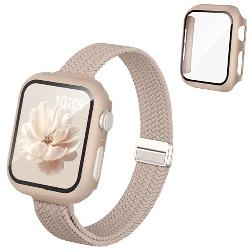 Knossen �X�����o���h�ƃP�[�X Apple Watch�o���h �����p 42mm 40mm 41mm 44mm 45mm 46mm - 3�C��1 ���^���C�X�g���b�`�X�g���b�v�ƃX�N���[���v���e�N�^�[�J�o�[ iWatch Series 4-11/SE/S