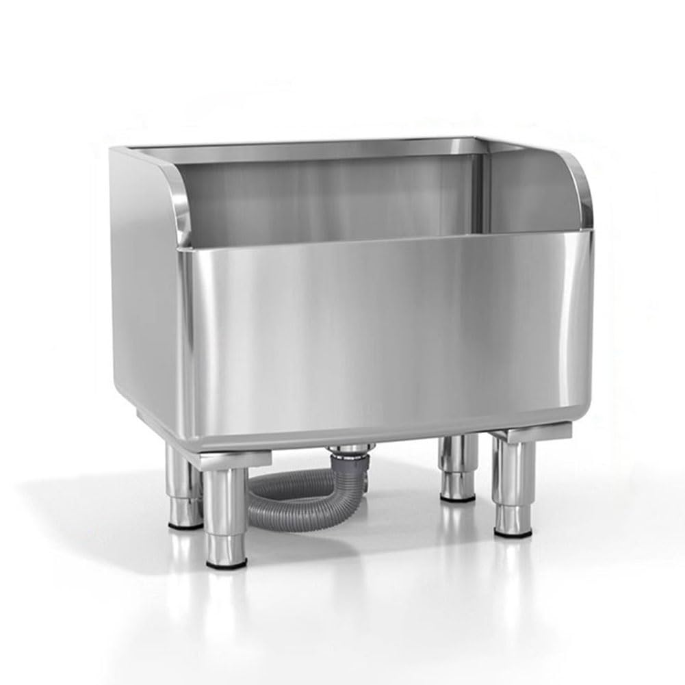 ASerZenith Stainless Steel Floor Mop Sink, Laundry Slop Sink, Mop Service Basin For Kitchen, Restaurant, Hospital, School(Silver-60X41X55Cm)