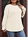 Women's Plus Size Long Sleeve Tunic Top Crew Neck Summer Oversized Fit Basic T Shirts Blouse Beige