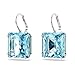 Swarovski Millenia Earrings, Square cut crystal, Blue, Rhodium plated