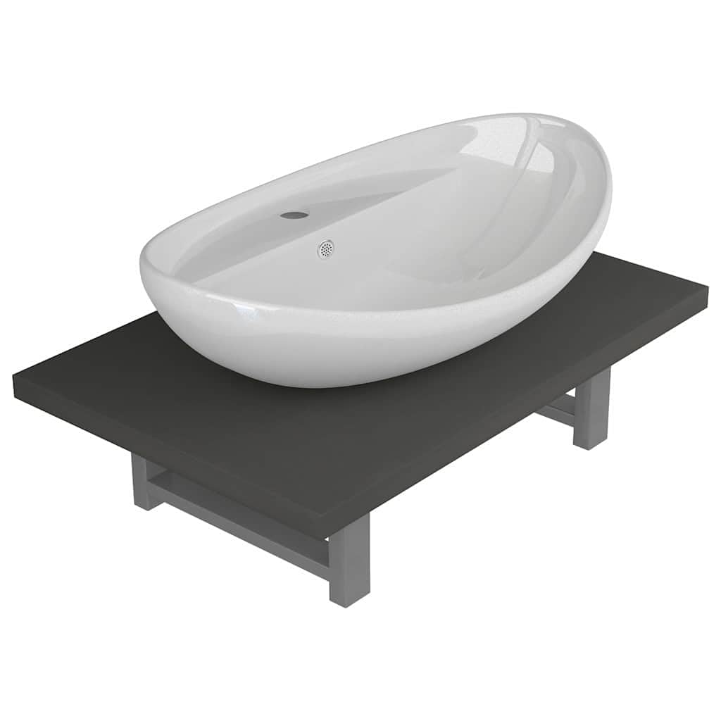 Juego de 2 muebles de baño ovalados con estante de pared y lavabo de
