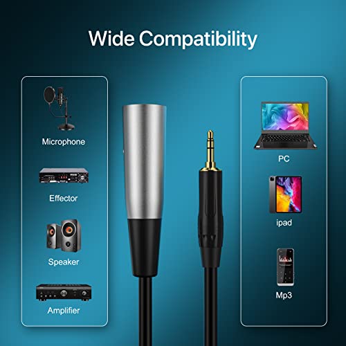 Ebxya Xlr To 3.5Mm 10Ft, 1/8 Trs To Xlr Male Stereo Cable, 3.5Mm Trs To Xlr Male Gold Plated, 24Awg, Xlr To 1/8 Mono Plug Aux Audio Adapter Cord For Microphone, Mixer, Laptop, Phone #TOP1
