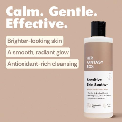 Image of Her Fantasy Box | Sensitive Skin Soother Gentle Body Wash - Fragrance-Free Probiotic Cleanser with Chamomile, pH Balanced, Vegan & Cruelty Free, 16 oz