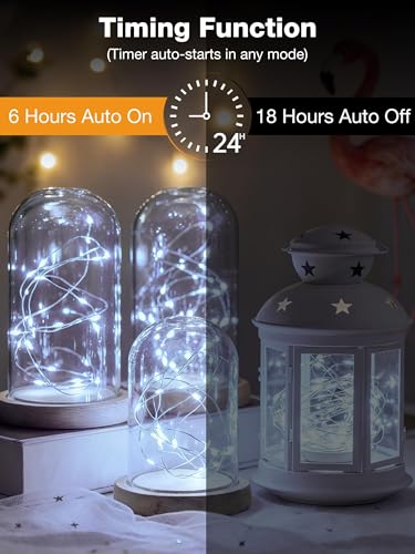 Image of 12Pack Fairy Lights with Timer, 7ft 20 LED Twinkle Light Battery Operated 3 Modes, Mini String Lights for Christmas Trees Wreath Party DIY Mason Jars Bottles Decor,Warm White & Cold White