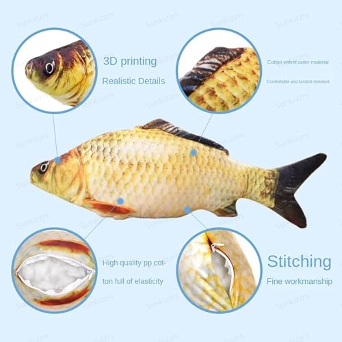 Sunkizzrs® Catnip Mint Simulation Fish Toy for Cat (30cm/11.8inch) - Catnip Toys for Cats - Interactive Kitten Chewing Scratching Play Fun Pet Toys