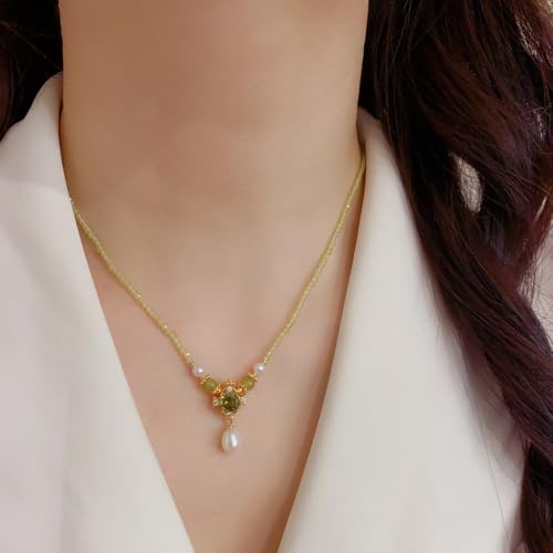 Collier rétro en perle d'eau douce véritable et oxyde de zircon précieux - 5