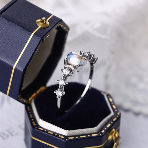 Promise rings for her VVS1 Lab Created Diamond 925 Sterling Silver Plated with 18K White Gold Dainty Stackable Engagement Rings Wedding Jewelry Adjustable4