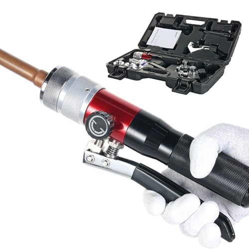 ZUVER Hydraulic Tube Expander HVAC Swaging Tool Kit Copper Pipes Compact Tool Set with Tube Cutter, Deburring Tool, and 7 Expander Heads 3/8, 1/2, 5/8, 3/4, 7/8, 1, 1-1/8 Inch