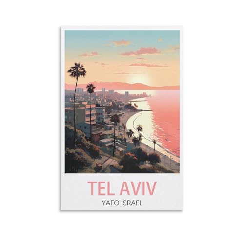 PuPLuM Tel Aviv Yafo Israël, affiches de voyage vintage, affiches de voyage sur toile pour décoration d'intérieur, 30 x 45 cm