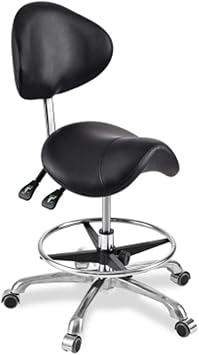 Ergonomic Saddle Stool Swivel Rolling Saddle Chair Hydraulic Adjustable Stool with Casters Salon Spa Massage Tattoo Dental Black